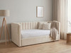 Aera guest daybed sofa upholstered in luxurious pale cream velvet fabric