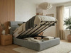 Ambra wingback ottoman storage bed in grey Atlanta fabric, lifted open to reveal the spacious under-bed storage area