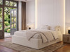 Nora ottoman storage bed base frame in white ivory Atlanta fabric, front view, heavy-duty flat pack bed made in Birmingham UK by Hush My Bed