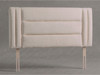 Mercer bed headboard in Ivory Atlanta fabric with three horizontal padded panels framed by twin vertical channels and wooden fixing struts