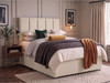 Lyra vertical panel headboard in Ivory Atlanta fabric shown with a matching divan bed set