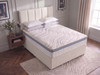 Hampton divan bed set in Ivory fabric seen from above, showing the wave quilted top and grey and blue border of the memory foam mattress