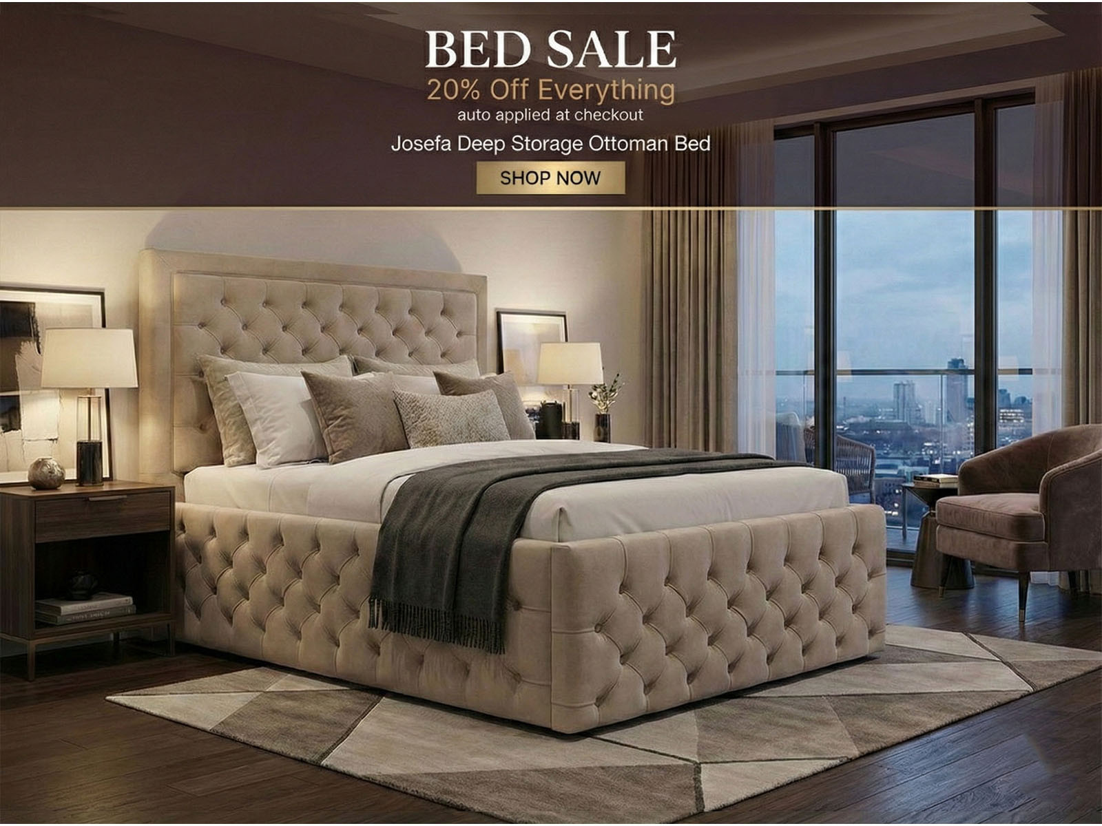 Josefa Deep Storage Ottoman Bed | 20% Off Sale | Made in UK