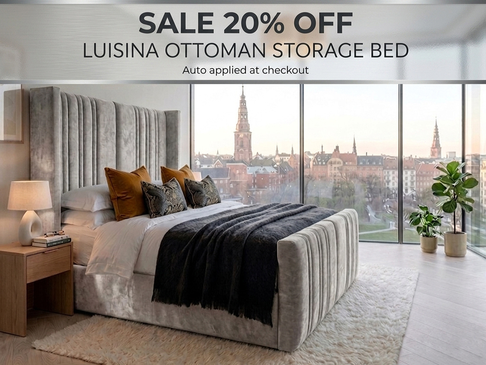 Luisina ottoman storage bed, currently on sale for 20% off