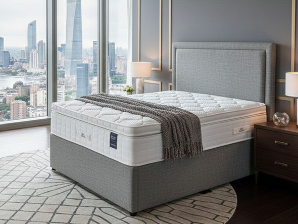 Discover the Orion Full Bed Set featuring a luxurious Pillow Top Memory Foam 3000 Pocket Sprung Mattress, stylish Divan base, and elegant headboard for ultimate comfort.