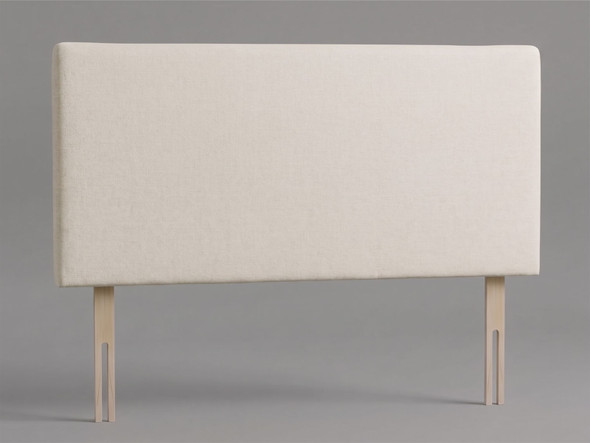 Ellis bed headboard in Ivory Atlanta fabric with a plain rectangular shape, smooth padded front and wooden fixing struts