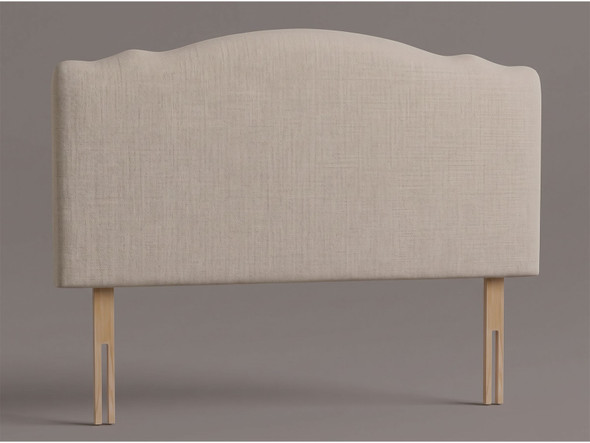 Ashbury bed headboard in Ivory Atlanta fabric with a crown-shaped arched top, smooth padded front and wooden fixing struts