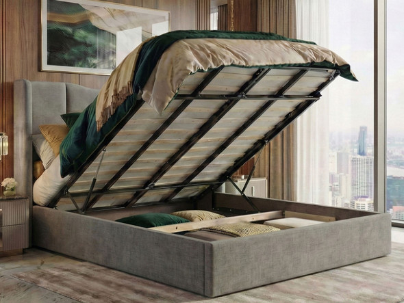Hush My Bed's Orson ottoman bed showcases a wing design with wide vertical panels and a stylish inverted curve.