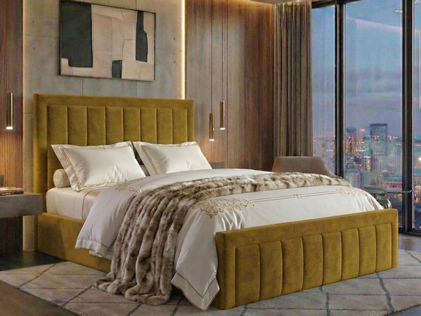 Stylish Skyla Ottoman Bed with fluted accents and ample storage, handcrafted in Great Britain for a chic bedroom upgrade.