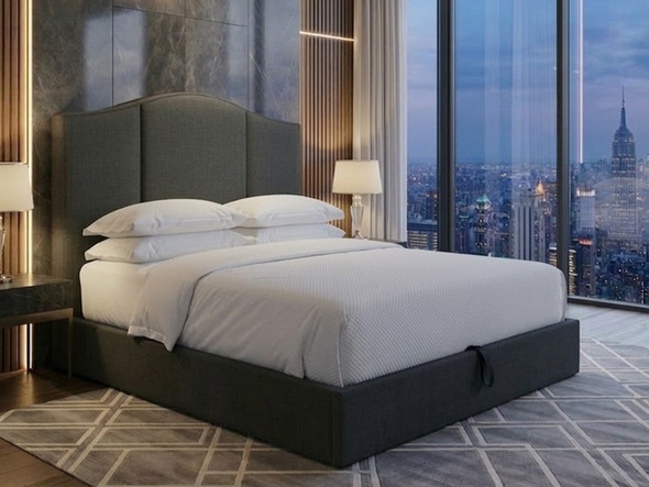 Grey fabric ottoman storage bed frame - Handcrafted in Birmingham by Hush My Bed