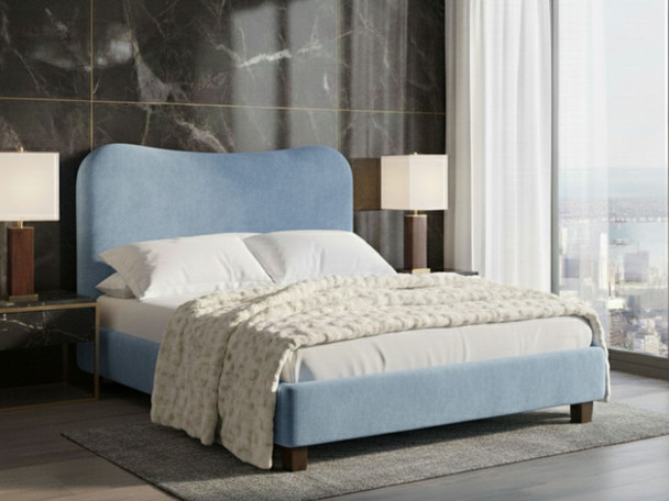 Discover the Bonnie Upholstered Bed Frame, featuring an elegantly curved headboard that adds a touch of sophistication to your bedroom decor.