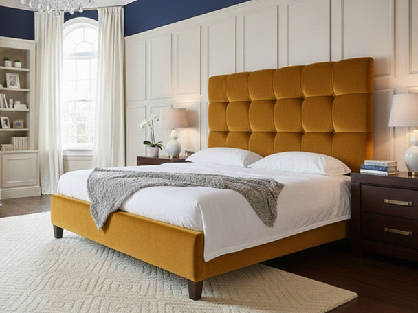 Discover the elegance of our Opal Upholstered Bed Frame, featuring square buttoned accents and a low footboard for a stylish and modern bedroom upgrade.