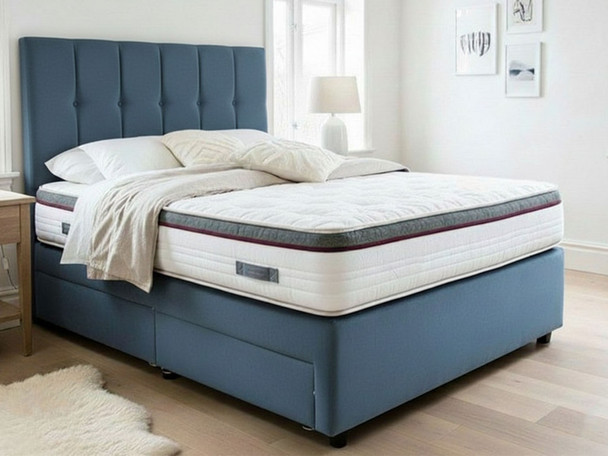 Discover the Amethyst Full Bed Set featuring a luxurious cushion top memory foam mattress, a stylish divan base, and an elegant headboard for ultimate comfort.