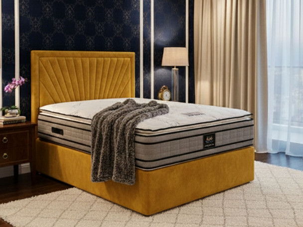 Experience ultimate comfort with the Mirielle Pillow Top Memory Foam Mattress, featuring 3000 pocket springs, a stylish divan base, and a matching headboard.