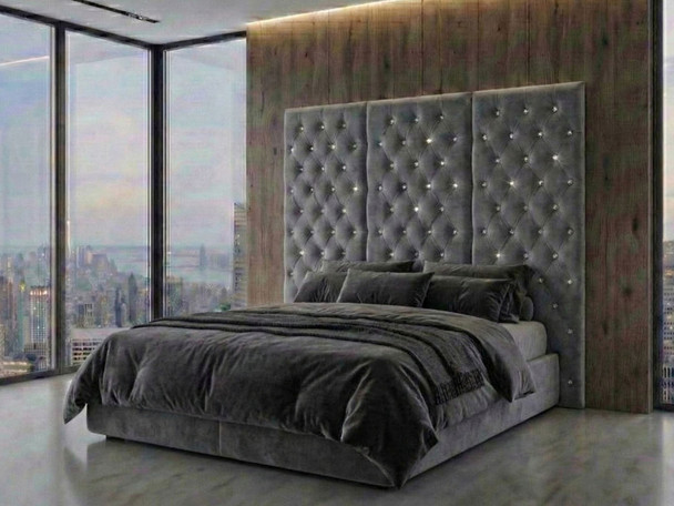 Luxurious diamond tufted wall panels in a bedroom, providing a customizable and elegant design for a sophisticated space.
