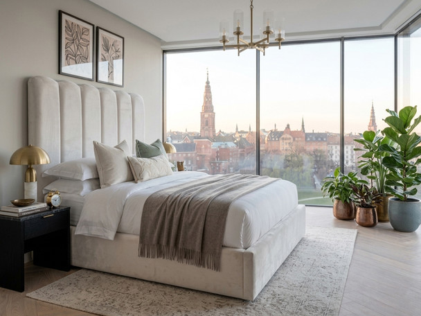 Bella Bubble Ottoman Storage Bed Frame upholstered in elegant cream velvet, showcasing a bespoke bubble-curved headboard with deep vertical fluted accent panels