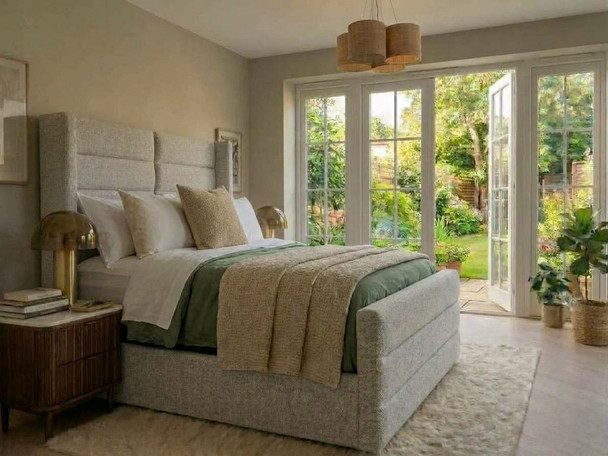 Emmeline ottoman storage bed in Silver Atlanta Soft Teddy