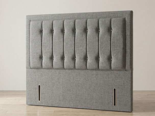Grey wool tweed textured fabric floor standing headboard