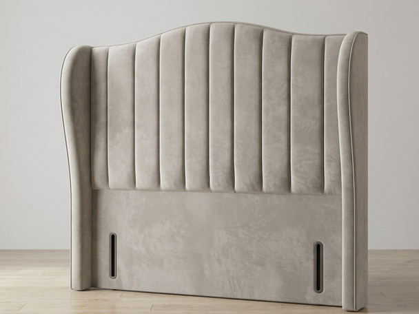 Stina floor standing headboard in silver smooth velvet