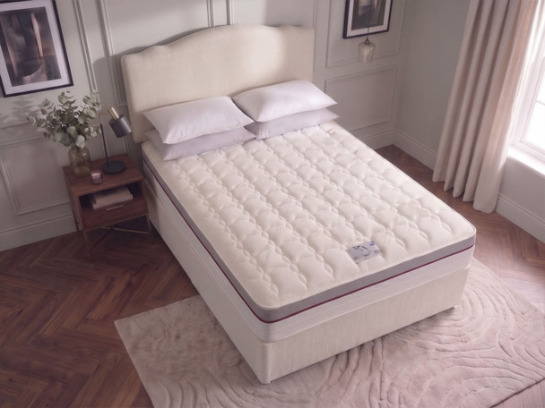 Overhead view of the Sorielle divan bed showing the quilted top of the 2000 pocket sprung memory foam mattress