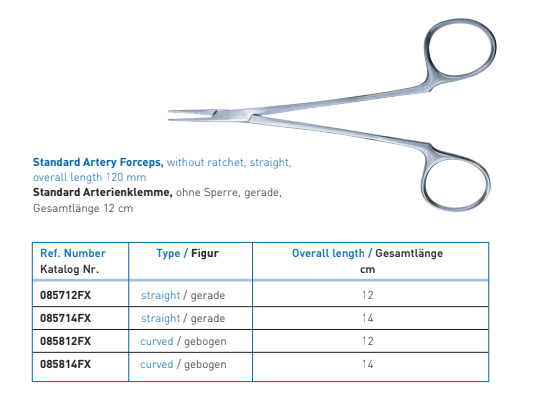 ARTERY FORCEPS, 14CM, CURVED,WITHOUT RATCHET PREFERRED PRODUCTS