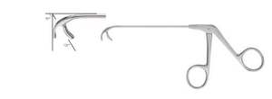 ANTRUM GRASPING FCPS., RETROGRADE OPEN.JAWS 120°, FIXED JAW 90° CURVED,JAWS CURVED UPWARDS; WL 10 CM,