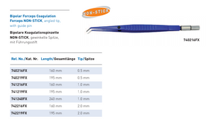 BIPOLAR COAGULATION FORCEPS, CURVEDGUIDING PIN, NON-STICK, TIP 0.5 MM,LENGTH 160 MM BIPOLAR COAGULATION FORCEPS, CURVEDGUIDING PIN, NON-STICK, TIP 0.5 MM,LENGTH 160 MM