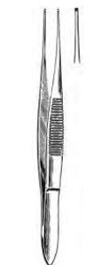 IRIS Forceps, 1 x 2 teeth, Straight, Satin, (10.2cm)