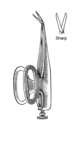 BARRAQUER IRIS Scissors, angled 7mm blades, Sharp points, (57cm)2-1/4"