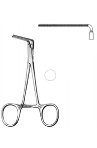 COOLEY Pediatric Vascular Clamp 5mm calibrations on outer sides of jaws Right Angle Jaws 17mm, Straight Handles (121cm) 4-3/4"