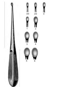 HIBBS SPRATT Spinal Fusion Curette, oval cup, size 0, (229cm) 9"