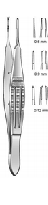 CASTROVIEJO Micro Suturing Forceps, 11mm wide handles 1x2 teeth, 012mm, with tying platform 4" CASTROVIEJO Micro Suturing Forceps, 11mm wide handles 1x2 teeth, 012mm, with tying platform 4"