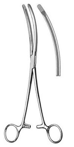 YOUNG Renal Pedicle Clamp (229cm), curved,longitudinal serrations with cross serrations at tip 9"