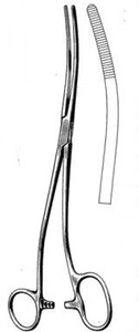 BOZEMAN Dressing Forceps, Double Curved, one large ring, (27cm)10-1/2"