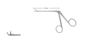 EAR FORCEPS BY STRUEMPEL, 45° UPCURVEDOVAL CUP-SHAPED JAWS, 2.5X6.5MM FENEST.WL 8CM