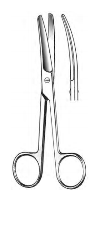 Operating Scissors, Curved, Blunt/Blunt, (16.5cm) 6-1/2"