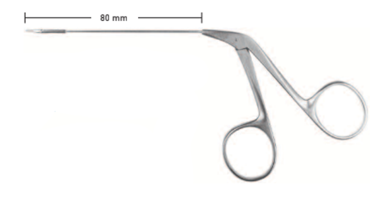 FINEST GRASP.FORCEPS BY HEERMANN,LEFT CURVED, LENGTH 8CM