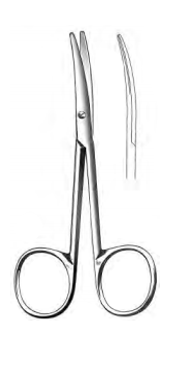 STRABISMUS Scissors, Curved, Satin, (11.4cm) 4-1/2" .
