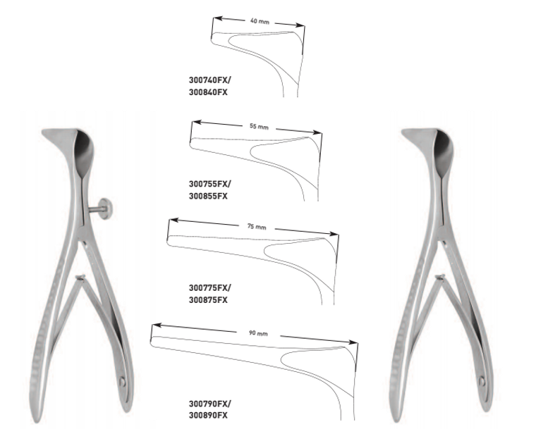 NASAL SPECULUM BY KILLIAN, FIG 2TAPERED VALVE W.SCREW, BLADE 55MM, 140MM