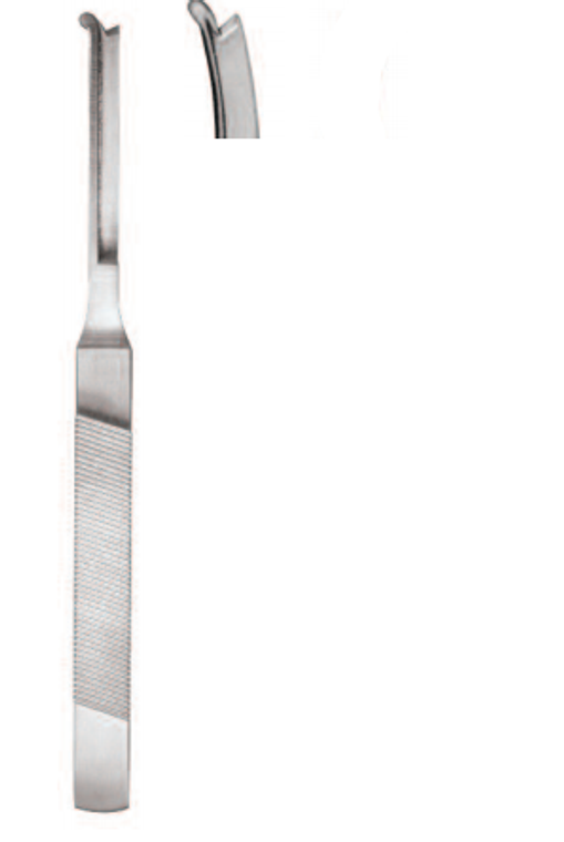 OSTEOTOME BY SILVER, SINGLE GUARD,CURVED LEFT, 18.5CM