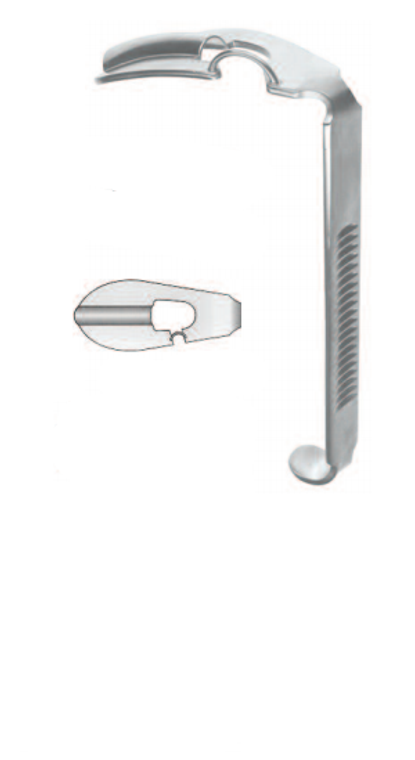 TONGUE DEPRESS.BY RUSSEL-DAVIS, SIZE 4WITH CENTRAL CHANNEL A.LATERAL OUTLET(WITHOUT WIRE FRAME)