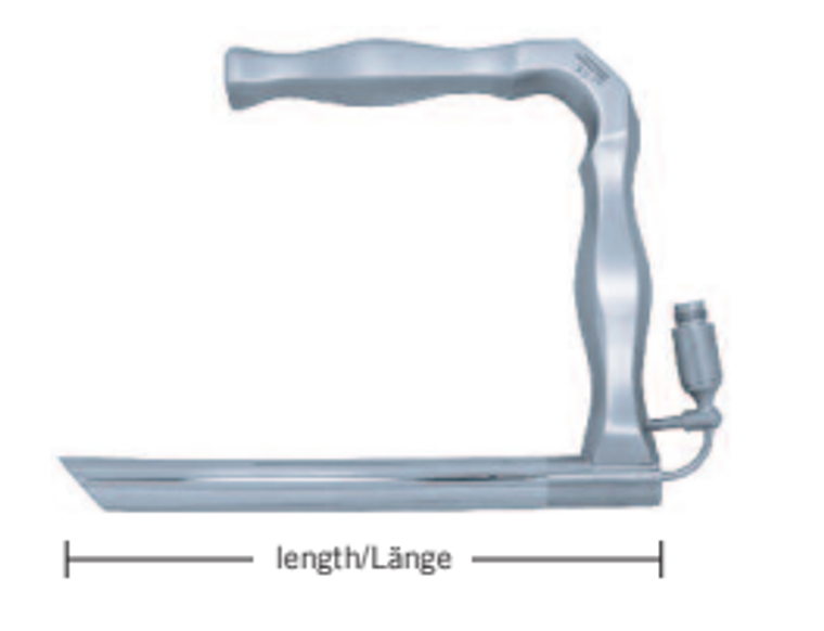 OP.LARYNGOSCOPE BY JACKSON, LENGTH 18CMFOR ADULT W.FIBER OPTIC LIGHT CARRIER¸ PROX.END 12X16 MM, ¸ DIST.END 12X26MM