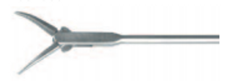 LARYNX GRASPING FORCEPS, SERRATED, 360°ROTATABLE, DOUBLE ACTION JAWS, CURVED,WL 22 CM
