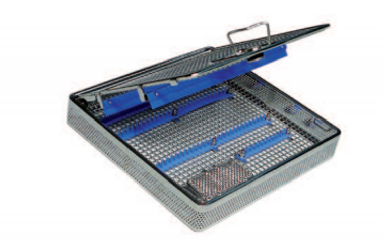 STERI-TRAY W. REMOVABLE LID F. ENT, SSPERFORATED SIDES, 480X250X40MMCOMPARTMENT F.SMALL PARTS 80x40x30MMAND FIXING CLAMPS INCLUDED