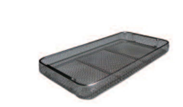 INSTRUMENT-TRAY, WIRE MESH, 240X250X70MM(18/10) WITH HANDLE, REINFORCED FOR EASYSTACKING