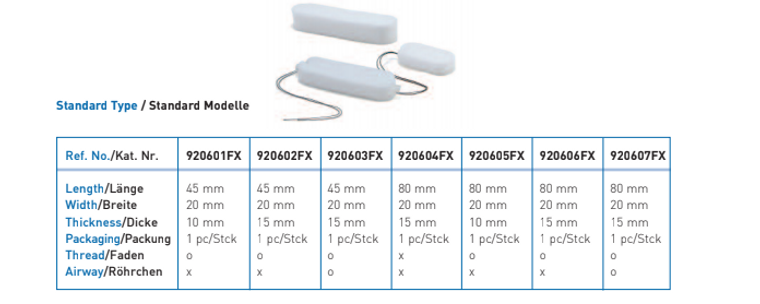 CENEFOM PVA NASAL PACKING, STANDARD,45X20X10MM, STERILE SINGLE PACKED,BOX WITH 20 PCS.