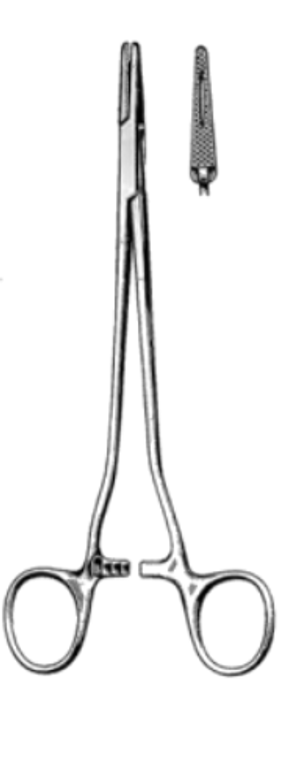 HEANEY Needle Holder, Curved, Satin, (21.6cm) 8-1/2"