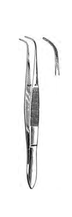 Eye Dressing Forceps, Full Curved, Serrated, Satin, (10.2cm) 4"