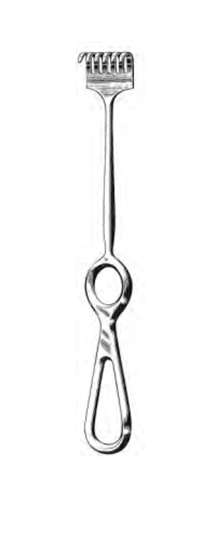 VOLKMAN Retractor, 4 Prongs, Sharp, Ring Handle, (22.2cm)8-3/4"