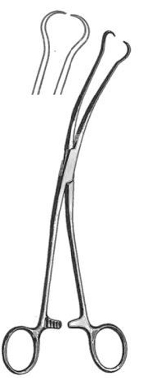 SKENE Uterine Tenaculum Forceps, Curved on side, Satin, (24.1cm) 9-1/2"